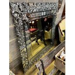 A large rectangular Venetian style etched wall mirror, width 146cm, height 146cm