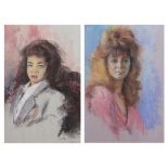 Guido Grumeli 'Lucia' and 'La Modella'pastel on cardsigned and dated '9363 x 43cm