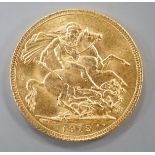 A George V 1912 gold sovereign.