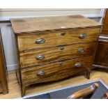 A Regency faded mahogany three drawer chest, width 105cm, depth 50cm, height 88cm