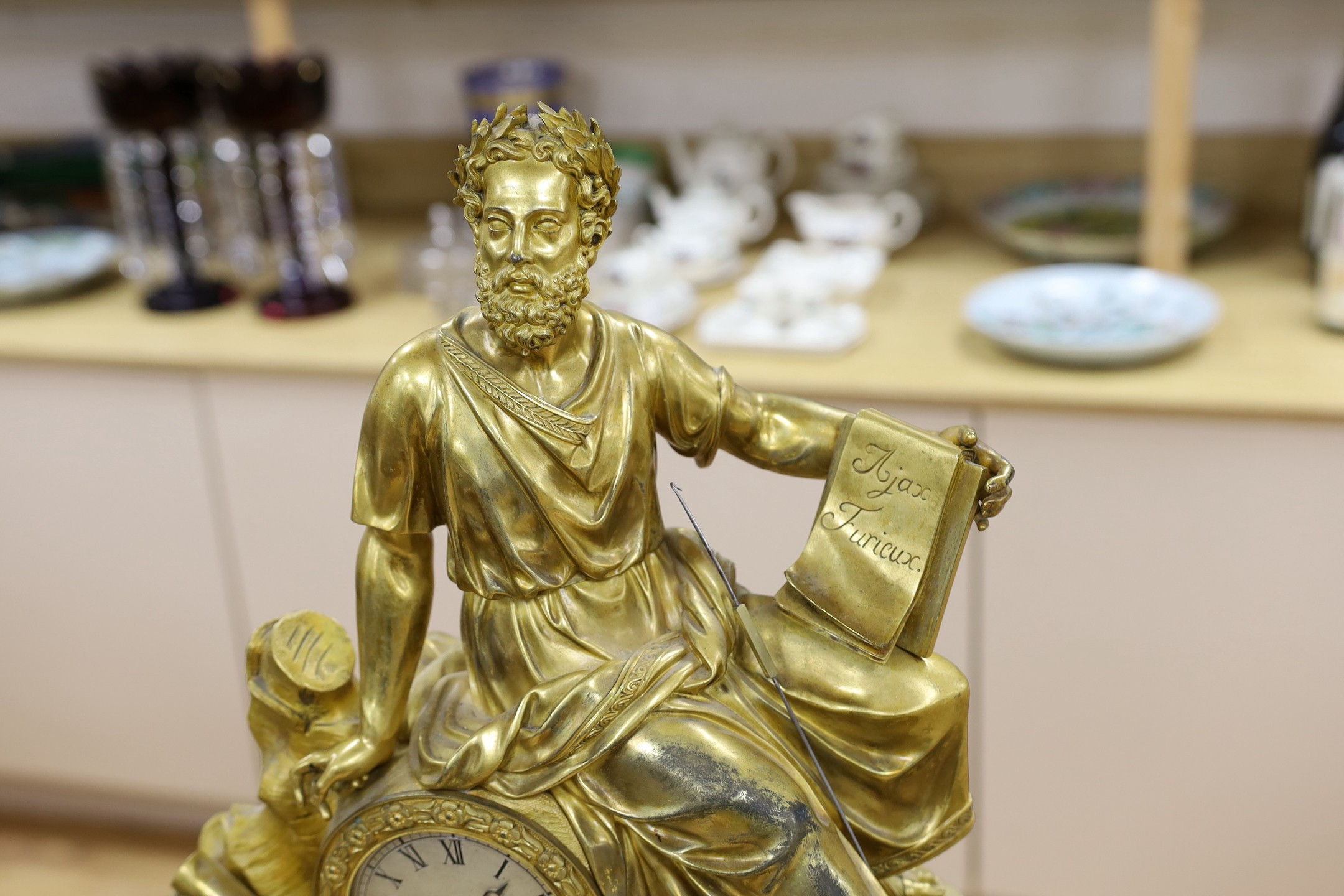 A large ornate French ormolu ‘Hercules’ mantel clock, second quarter 19th century, 62cm tall - Image 2 of 5