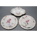 Three 19th century French faience dishes, largest 24cm diameter