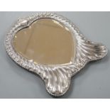 A late Victorian repousse silver mounted heart shape easel mirror, William Comyns, London, 1900,