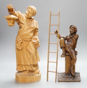 Two Black Forest carvings of a friar and a steeplejack, tallest 40cm