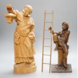 Two Black Forest carvings of a friar and a steeplejack, tallest 40cm