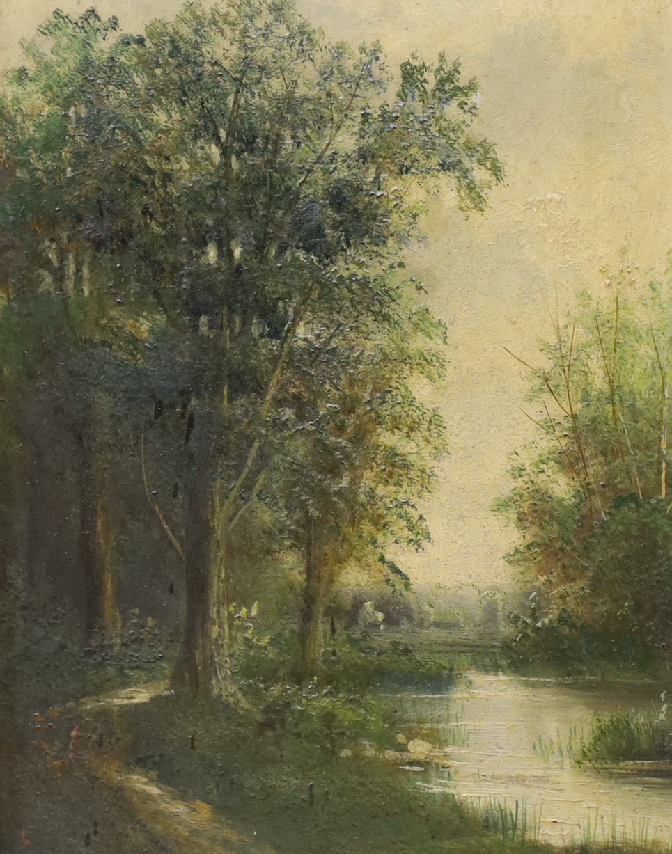 C. Rieder (c.1900), pair of oils on panel, River landscapes, signed, 25 x 20cm - Image 3 of 3