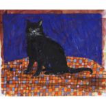 Robert Tavener (1920-2004), watercolour, Sketch of a black cat, signed, 17 x 25cm, unframed