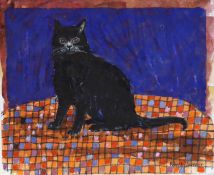 Robert Tavener (1920-2004), watercolour, Sketch of a black cat, signed, 17 x 25cm, unframed