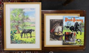John Worsley, two original illustrations for Black Beauty, both inscribed dated, together with a