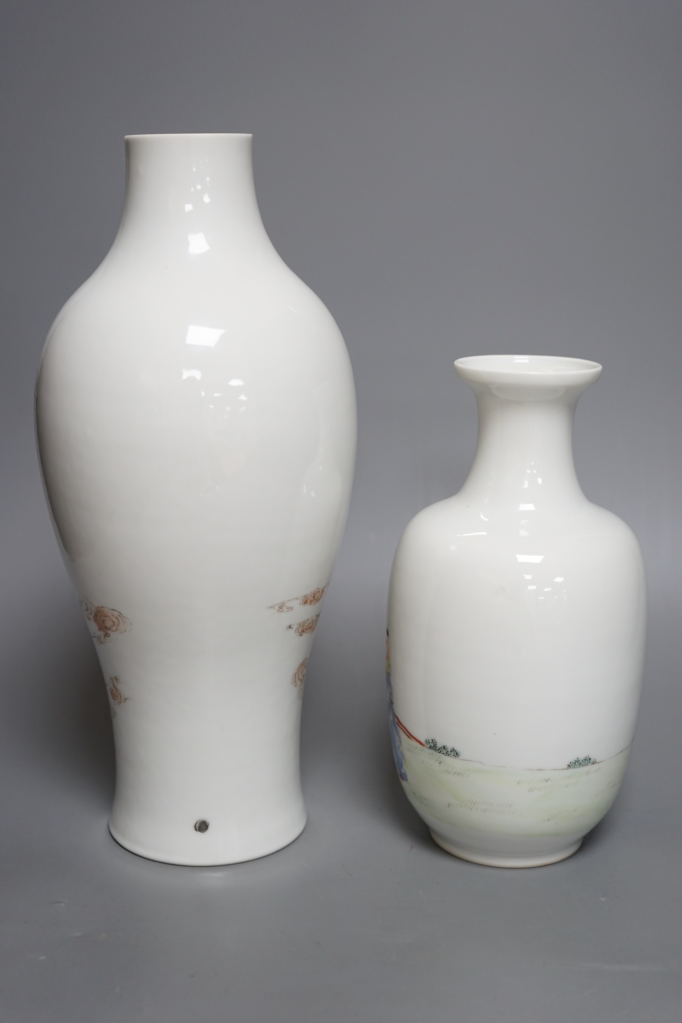 A Chinese Republic period famille rose ‘fairies’ vase (cut down) and a Chinese Republic period ‘ - Image 3 of 5
