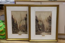 Charles James Keats (19th Century), pair of watercolours, 'Rouen' and 'Antwerp', signed, 48 x 32cm