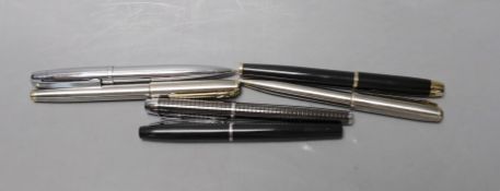 Six various pens, to include Parker and Schaeffer