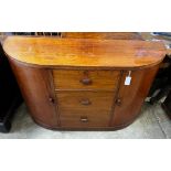A Betty Joel Token furniture D shaped sideboard, the interior label dated January 1935, width 142cm,