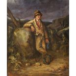 Richard Waller (1811-1882), oil on canvas, Boy in landscape, inscribed Skipton, signed and dated
