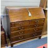 A George III mahogany bureau, width 114cm, depth 56cm, height 112cm