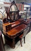 A Victorian mahogany duchesse dressing table, width 104cm, depth 48cm, height 164cm together with