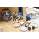 A group of various Chinese ceramics, to include a blue and white prunus jar, an earthenware dish,