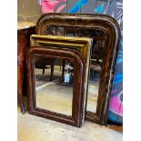 Three 19th century French wall mirrors, largest width 71cm, height 85cm