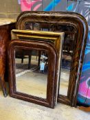 Three 19th century French wall mirrors, largest width 71cm, height 85cm