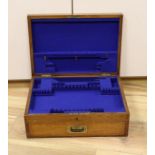 An inlaid oak canteen case, without contents, 48cm