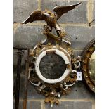 An early 19th century carved giltwood single fusee wall timepiece, silvered dial marked Thomas