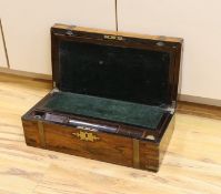 A Victorian rosewood and brass bound writing slope, 50.5 cm wide