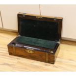 A Victorian rosewood and brass bound writing slope, 50.5 cm wide