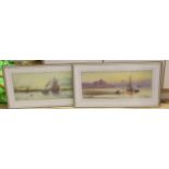 A. Turner, pair of watercolours, 'Break of Day' and 'Mount Orgueil, Jersey', signed, 25 x 59cm