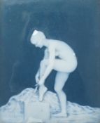 A framed Limoges pate sur pate plaque, signed A. Leroux, depicting a ballet dancer undressing,