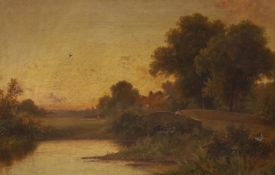 Robert Robin Fenson (1889-1914), oil on canvas, Landscape at sunset, signed and dated 1906, 50 x