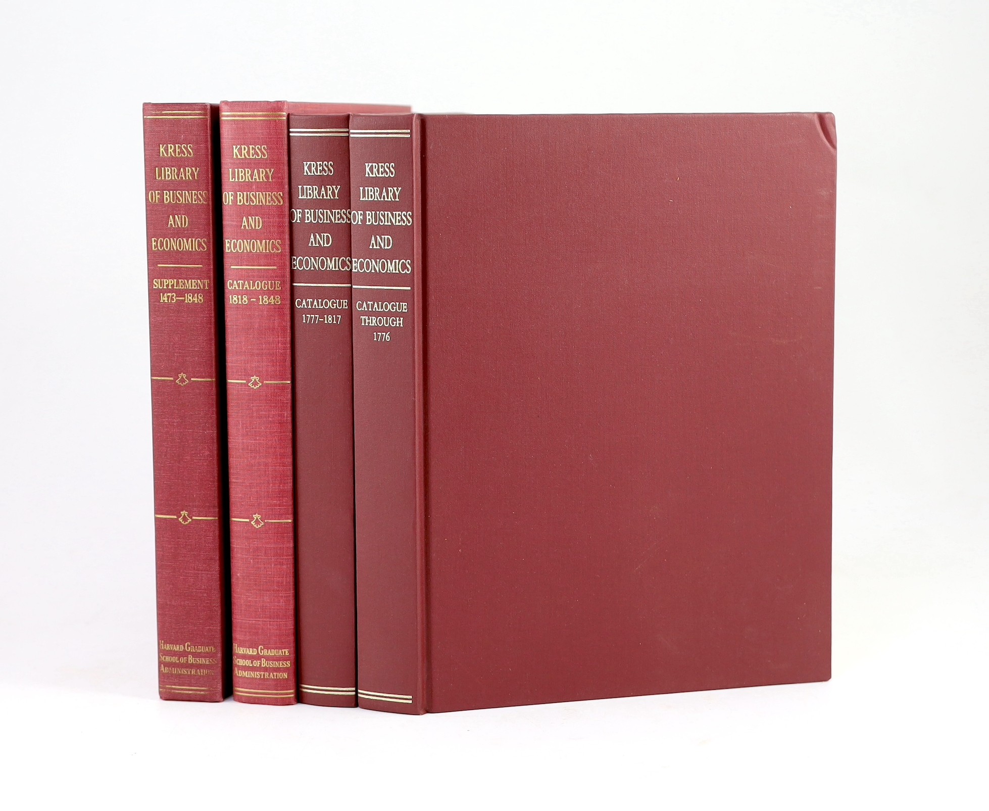 ° ° The Kress Library of Business and Economics, Catalogue. 4 vols. publisher's gilt lettered cloth,