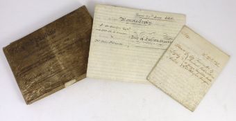 Three 19th legal documents on vellum:-The last will and testament of Thomas Osbourne, 4 leaves,