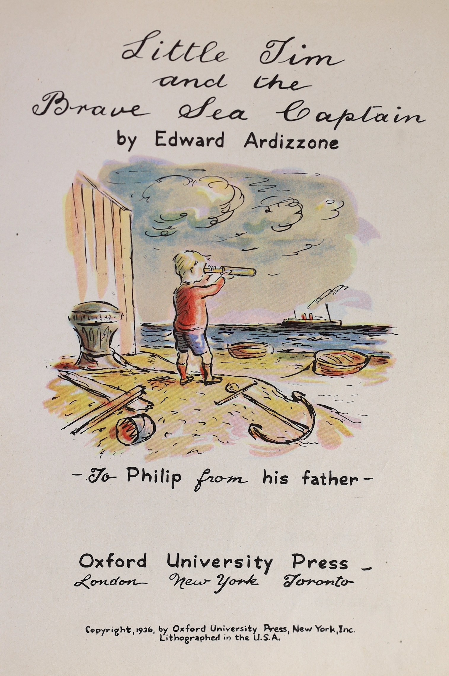 ° ° Ardizzone, Edward - Little Tim and the Brave Sea Captain. First Edition. coloured pictorial - Image 2 of 4