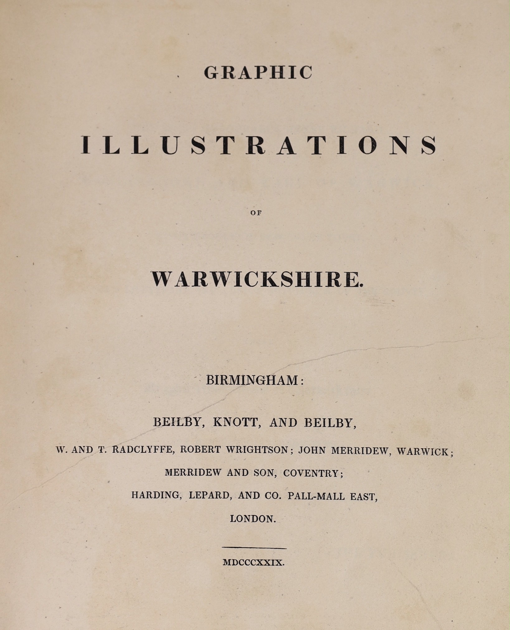 ° ° WARWICKSHIRE - Graphic - Graphic Illustrations of Warwickshire, folio, rebound green cloth, with