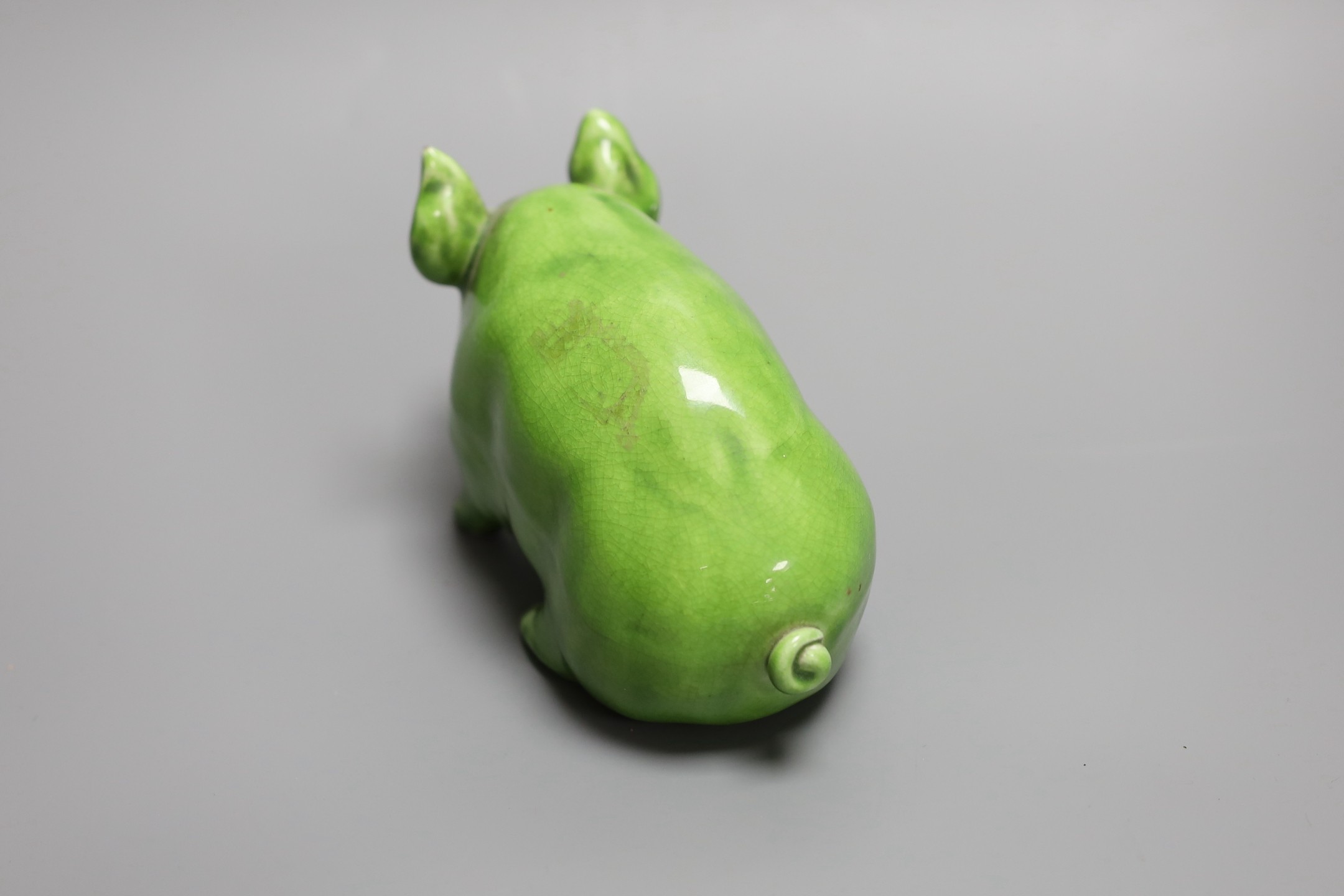 A Wemyss ware pig, decorated in lime green glaze and impressed to the base Wemyss ware RH & S, for - Image 3 of 4