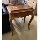A French marquetry inlaid walnut jardiniere table, width 60cm, height 40cm