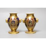 A pair of Paris porcelain two handled vases, first half 19th century, 12cm