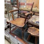 A Victorian elm, ash and beech Windsor elbow chair