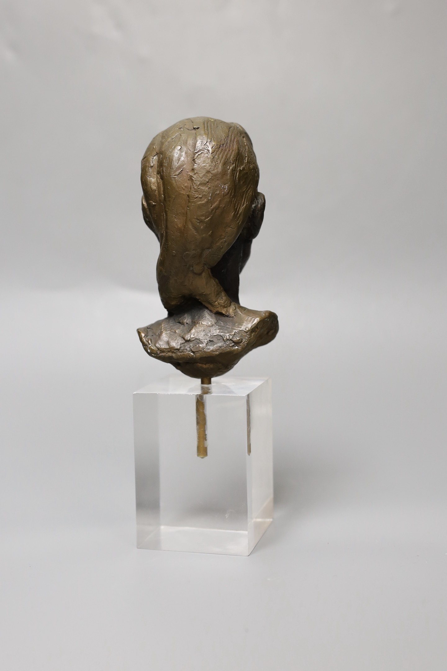 An abstract bronze bust of a girl, on perspex plinth, 24cm - Image 3 of 3