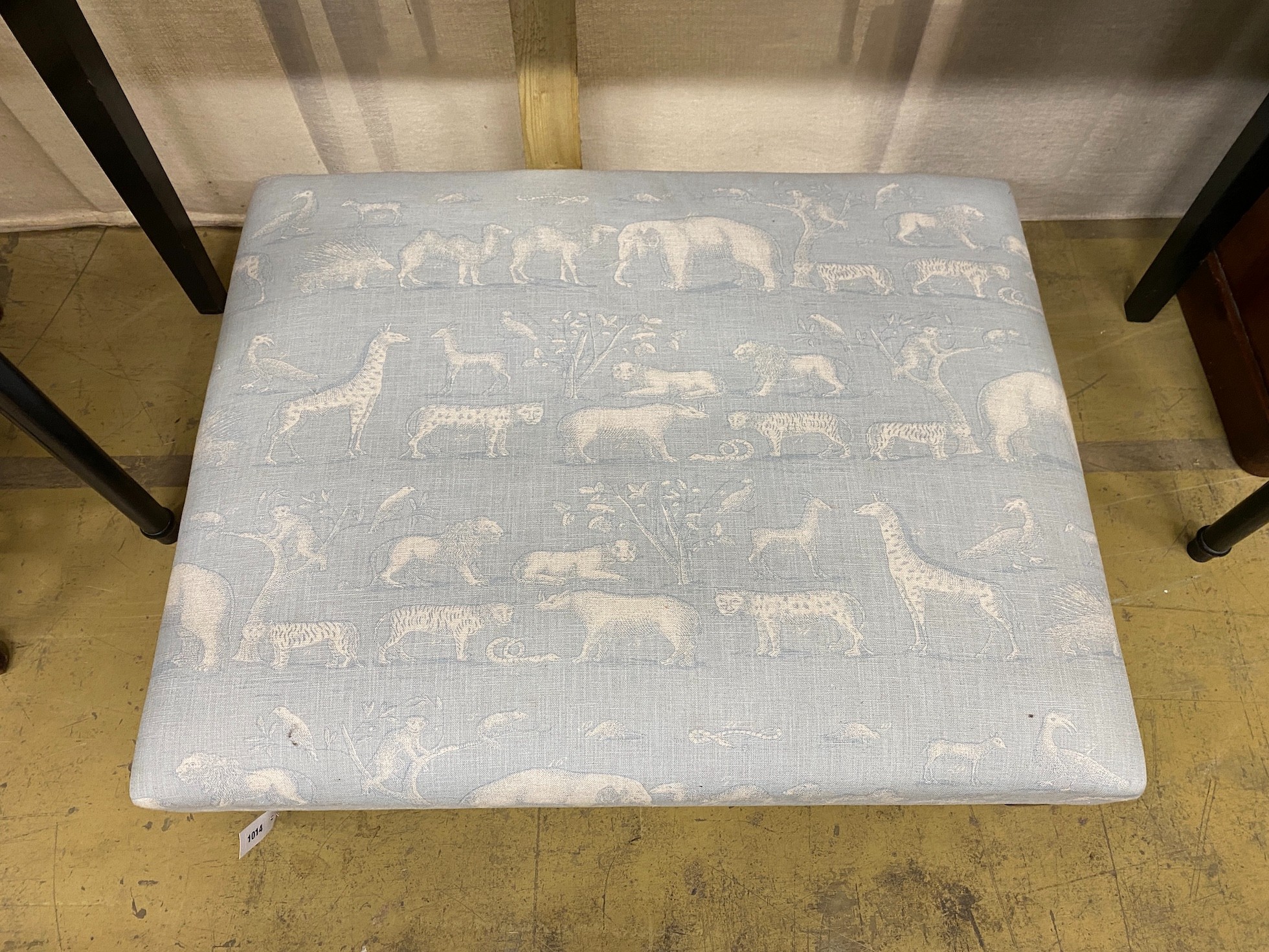 A contemporary rectangular footstool upholstered in Andrew Martin animal print fabric, width - Image 2 of 2