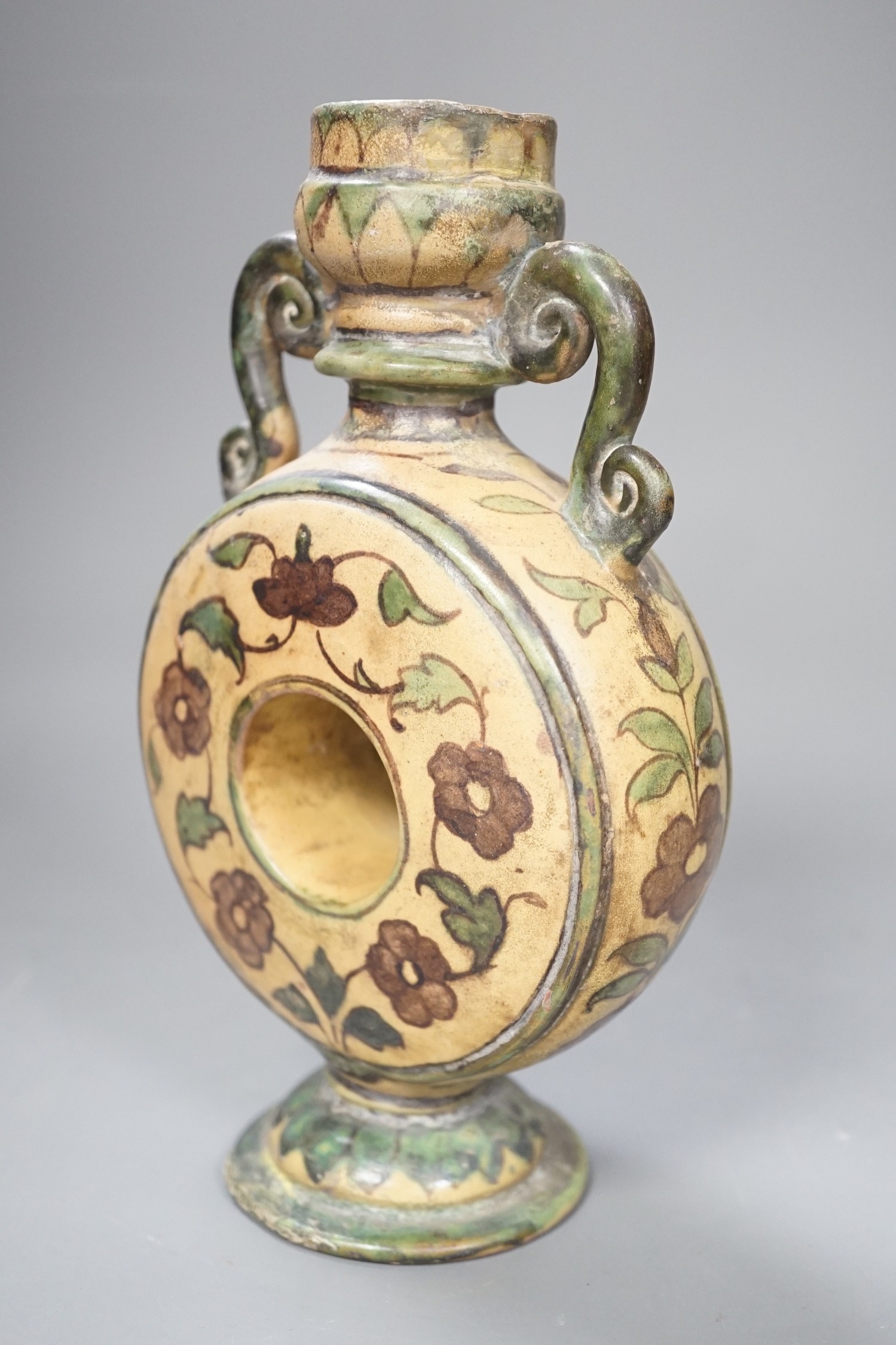 A polychrome painted terracotta vase, 20cm - Image 3 of 5