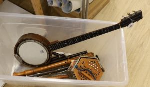 Accordian, clarinet, banjo, recorders