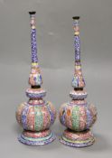 A pair of 19th century Chinese Guangzhou enamel rosewater sprinklers, made for the Indian market