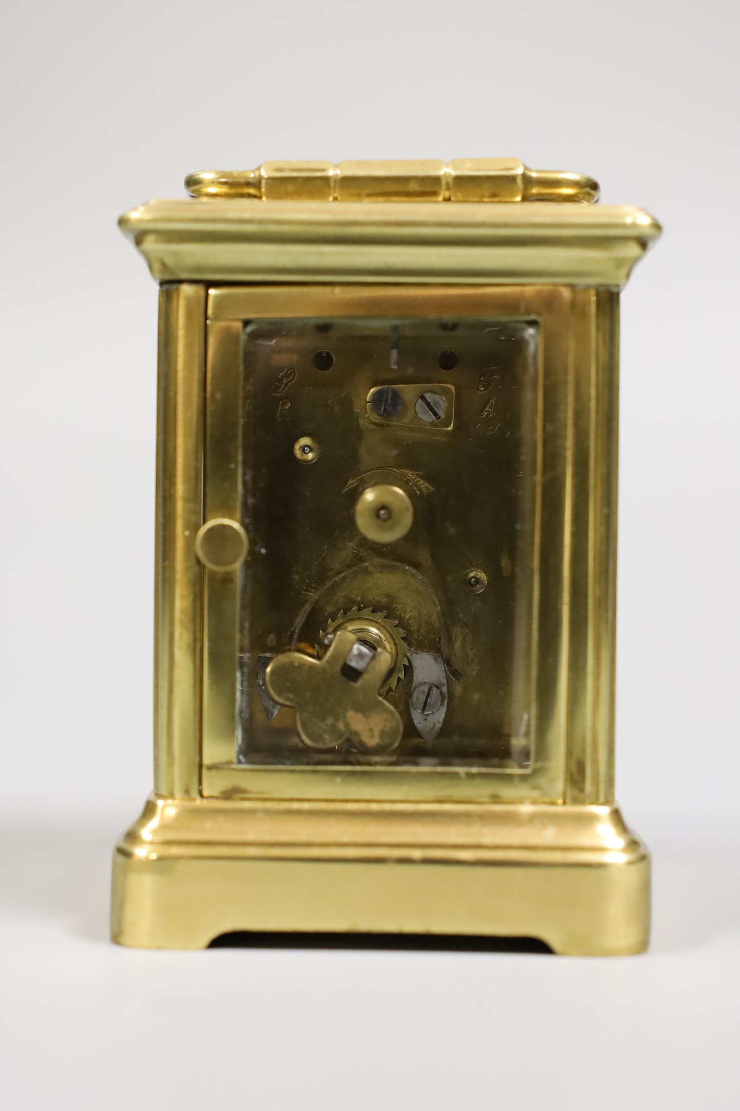 A miniature carriage timepiece, with enamelled side panels of Venice, 8 cms high, - Image 3 of 5