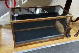 A brass mounted teak display case, width 77cm, depth 33cm, height 42cm,