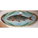 A large Victorian majolica fish dish by Joseph Holdcroft, (a.f) 68cm
