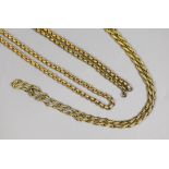 Two 19th century pinchbeck guard chains, longest 118cm(a.f.)