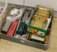 Pre and post war toys, Hornby gauge O goods wagons, Dinky Toys Trojan van, Chivers Jellies, and