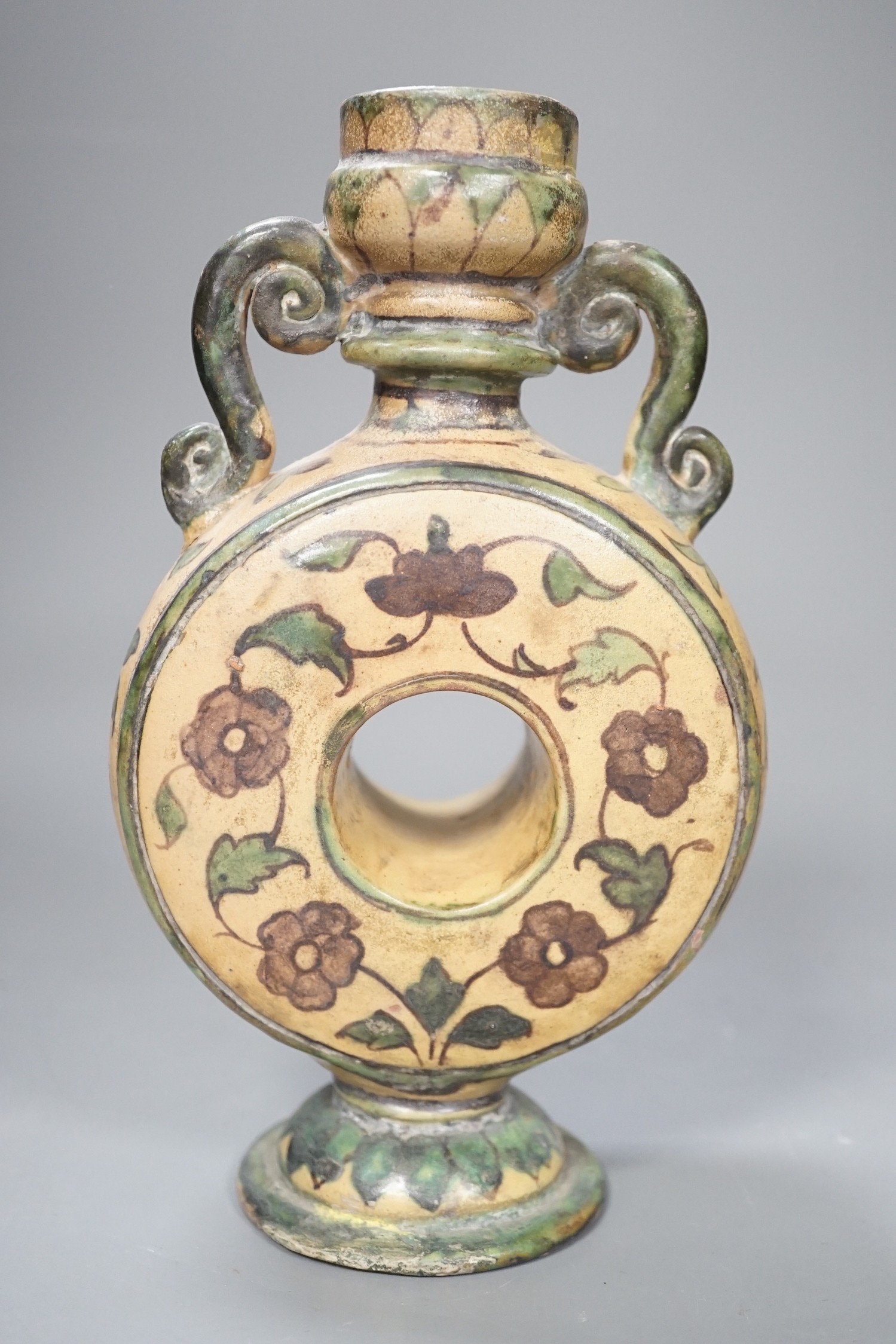 A polychrome painted terracotta vase, 20cm - Image 2 of 5