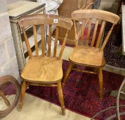 A set of four lathe back kitchen dining chairs